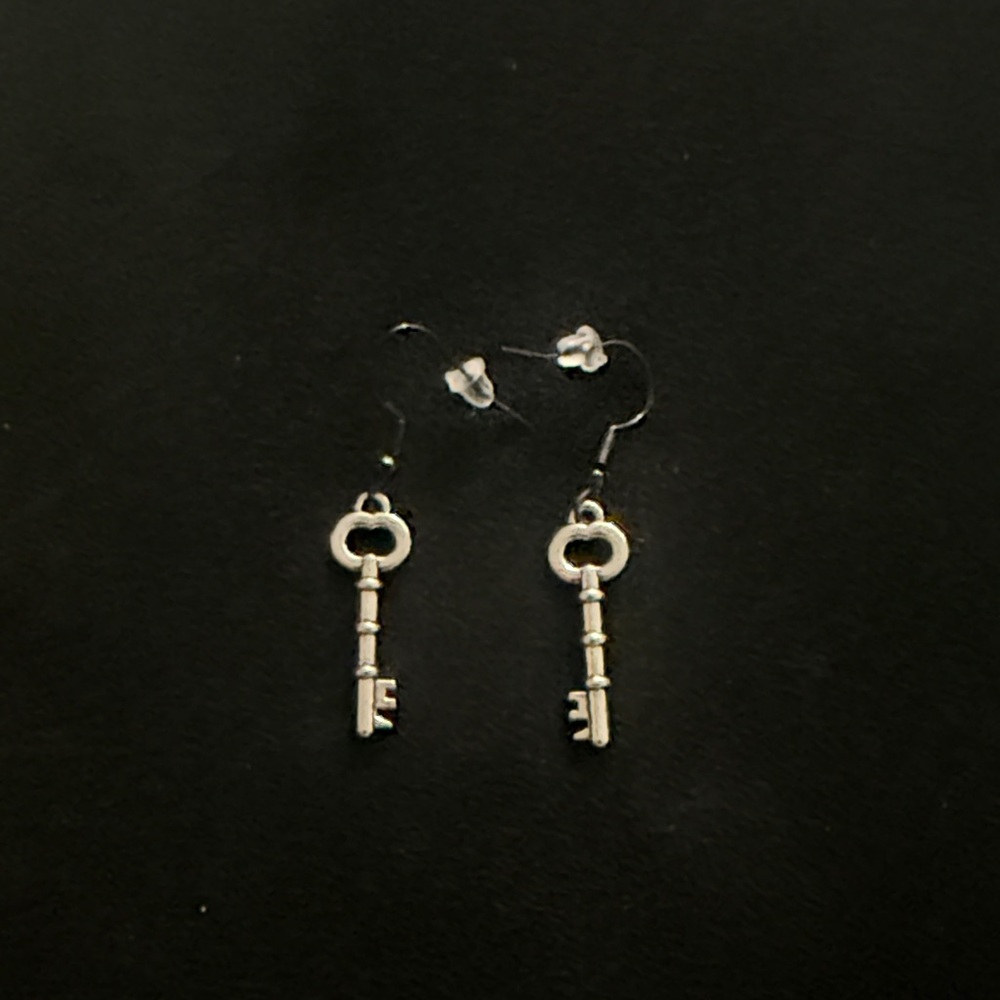 Elegant Silver Key Earrings